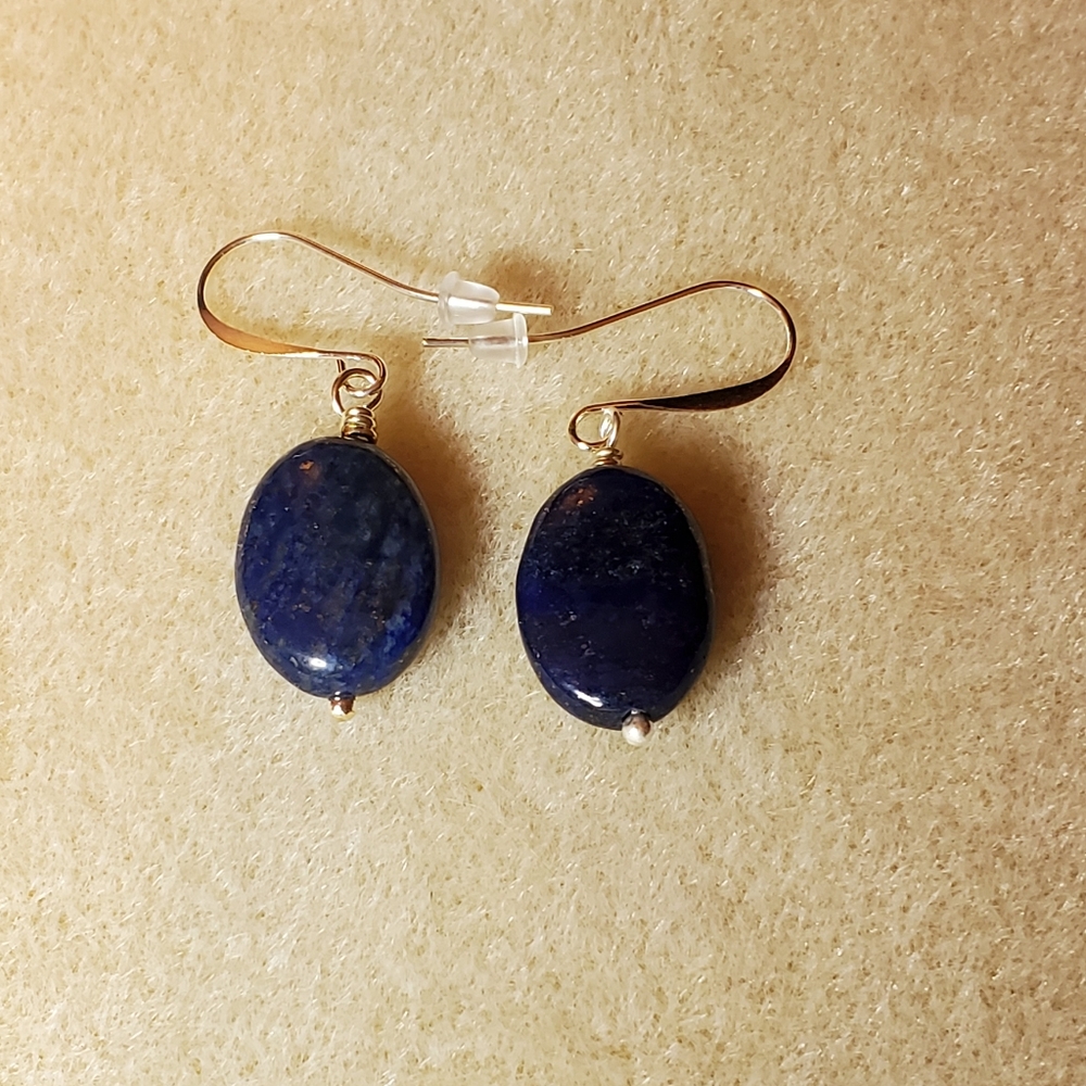 Pair of sterling silver and lapis earrings